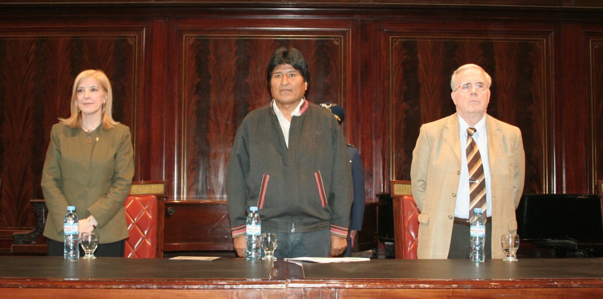 Mara Beatriz Guglielmotti, Evo Morales y Tulio Ortiz