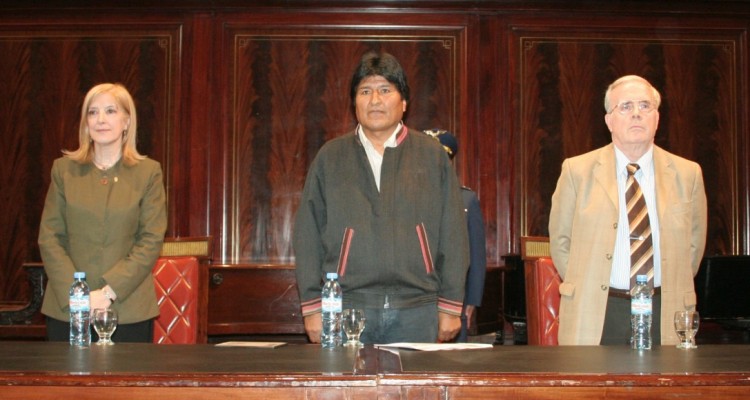 Mara Beatriz Guglielmotti, Evo Morales y Tulio Ortiz