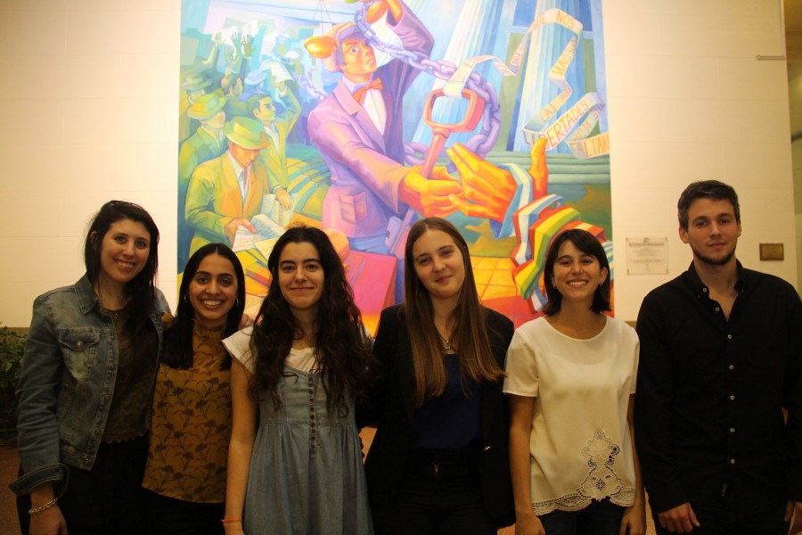 Mara Barraco, Camila Faras, Victoria Llorente, Paula Rivero, Clara Lucarella y Kevin Gerenni