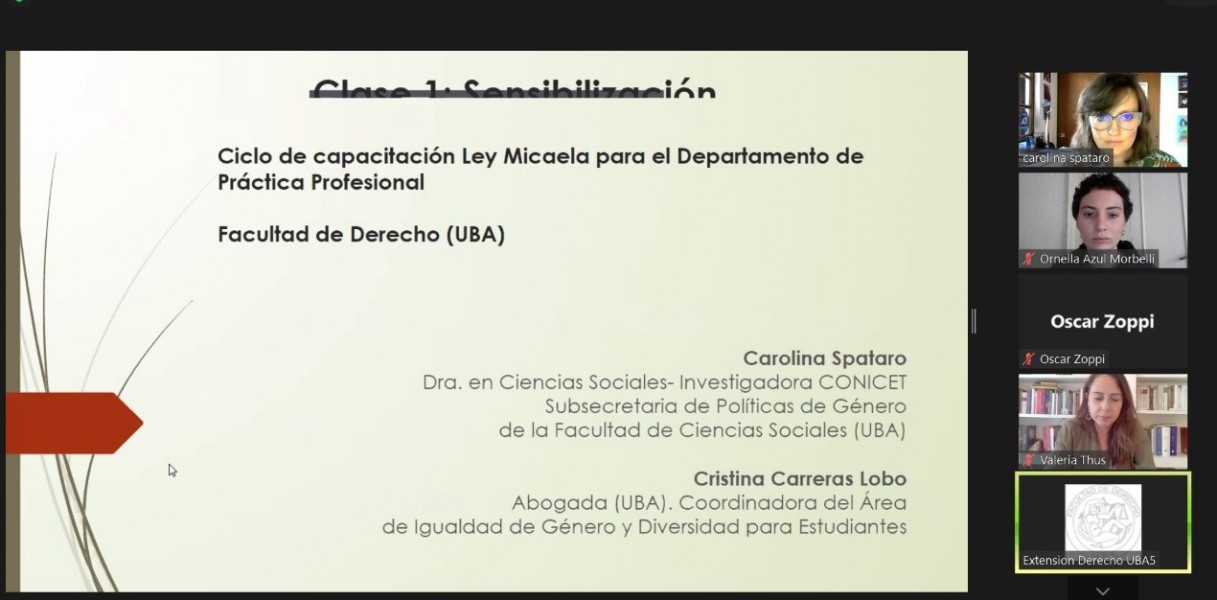 Se desarroll la capacitacin sobre la Ley Micaela para profesores/as y docentes del Departamento de Prctica Profesional