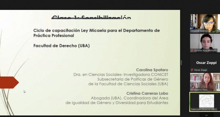 Se desarroll la capacitacin sobre la Ley Micaela para profesores/as y docentes del Departamento de Prctica Profesional