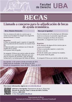 Llamado a concurso para la adjudicación de becas de ayuda económica