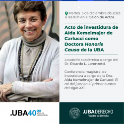  Acto de investidura de Aída Kemelmajer de Carlucci como Doctora <i>Honoris Causa</i> de la UBA 