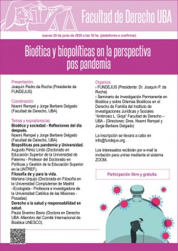 Bioética y Biopolíticas en la perspectiva pos pandemia