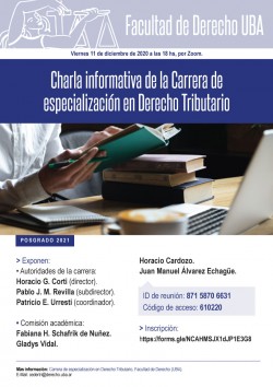 Charla informativa de la Carrera de especialización en Derecho Tributario