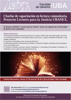 Charlas de capacitación en lectura comunitaria. Proyecto Lectores para la Justicia UBANEX
