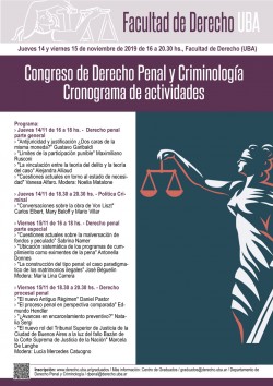 Congreso de Derecho Penal y Criminología. Cronograma de actividades