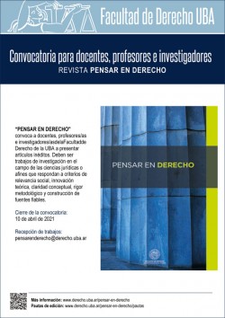 Convocatoria de la revista <i>Pensar en Derecho</i>