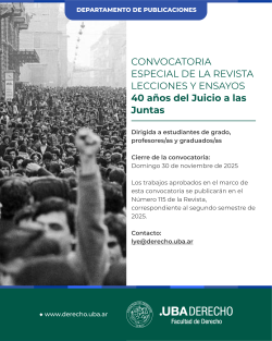 Convocatoria especial de la Revista <i>Lecciones y Ensayos</i>: 40 años del Juicio a las Juntas