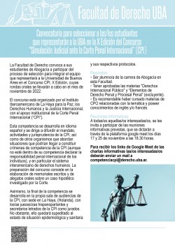 Convocatoria para seleccionar a las/los estudiantes que representarán a la UBA en la X Edición del Concurso "Simulación Judicial ante la Corte Penal Internacional" (CPI)