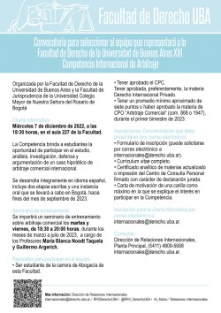 Convocatoria para seleccionar al equipo que representará a la Facultad de Derecho en la XVI Competencia Internacional de Arbitraje