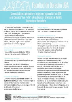 Convocatoria para seleccionar el equipo que representará a la UBA en el Concurso "Jean Pictet" sobre Alegatos y Simulación en Derecho Internacional Humanitario