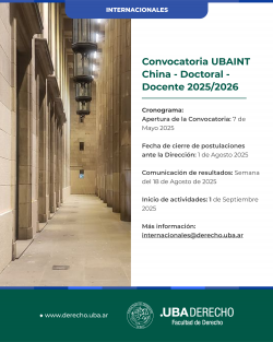 Programa de intercambio - UBAINT CHINA Doctoral y Docente 2025/2026