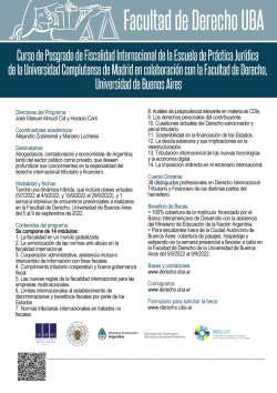 Curso de Posgrado de Fiscalidad Internacional de la Escuela de Práctica Jurídica de la Universidad Complutense de Madrid en colaboración con la Facultad de Derecho, Universidad de Buenos Aires