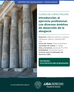 Curso: Introducción al ejercicio profesional. Los diversos ámbitos de desarrollo de la abogacía