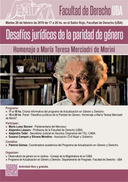 Desafíos jurídicos de la paridad de género. Homenaje a María Teresa Merciadri de Morini