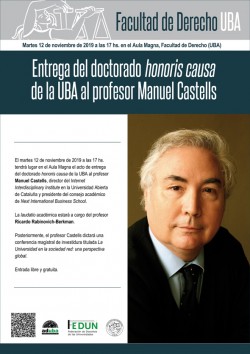 Entrega del doctorado <i>honoris causa</i> al profesor Manuel Castells