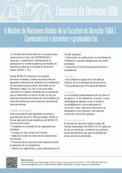 II Modelo de Naciones Unidas de la Facultad de Derecho (UBA). Convocatoria a docentes y graduados/as
