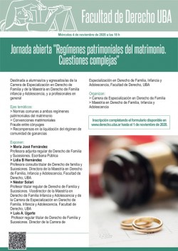Jornada abierta "Regímenes patrimoniales del matrimonio. Cuestiones complejas"