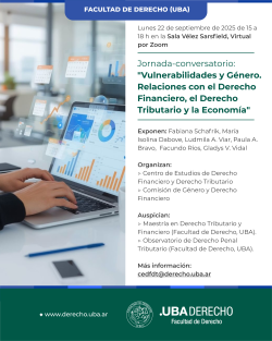Jornada-conversatorio: "Vulnerabilidades y Género. Relaciones con el Derecho Financiero, el Derecho Tributario y la Economía"