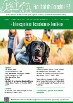 Jornadas preparatorias del II Foro Internacional de Derecho de las Familias y Sucesiones: "La Interespecie en las relaciones familiares"  