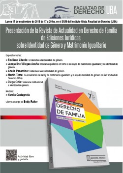 Presentación de la Revista de Actualidad en Derecho de Familia de Ediciones Jurídicas sobre Identidad de Género y Matrimonio Igualitario