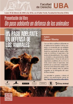 Presentación del libro <i>Un paso adelante en la defensa de los animales</i>