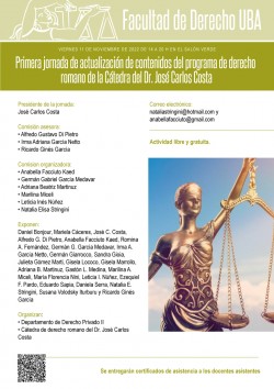 Primera jornada de actualización de contenidos del programa de derecho romano de la Cátedra del Dr. José Carlos Costa