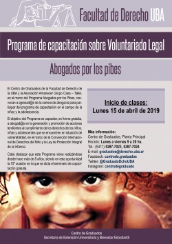 Programa de capacitación sobre Voluntariado Legal - Abogados por los pibes