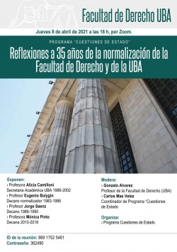 Reflexiones a 35 años de la normalización de la Facultad de Derecho y de la UBA