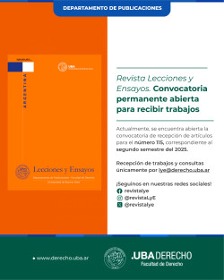 Revista Lecciones y Ensayos. Convocatoria permanente abierta para recibir trabajos