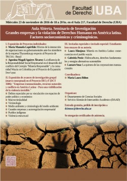 Seminario de investigación "Grandes empresas y la violación de Derechos Humanos en América latina. Factores socioeconómicos y criminogénicos"