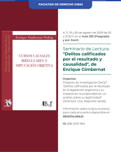 Seminario de Lectura: "Delitos calificados por el resultado y causalidad", de Enrique Gimbernat