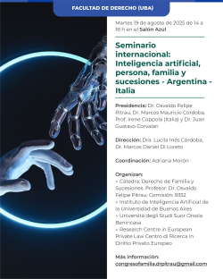 Seminario internacional: Inteligencia artificial, persona, familia y sucesiones - Argentina - Italia