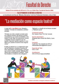Taller Permanente de Métodos Alternativos. La mediación como espacio teatral
