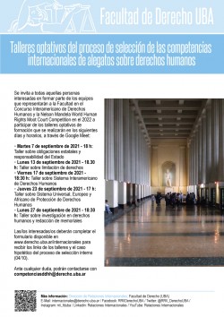 Talleres optativos del proceso de selección de las competencias internacionales de alegatos sobre derechos humanos