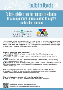 Talleres optativos para los procesos de selección de las competencias internacionales de alegatos en derechos humanos