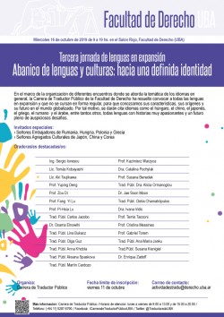 Tercera jornada de lenguas en expansión. Abanico de lenguas y culturas: hacia una definida identidad