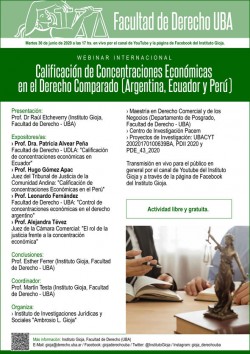 Webinar Internacional "Calificación de Concentraciones Económicas en el Derecho Comparado (Argentina, Ecuador y Perú)" 