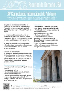 XV Competencia Internacional de Arbitraje: Convocatoria para seleccionar al equipo que representará a la Facultad de Derecho de la Universidad de Buenos Aires