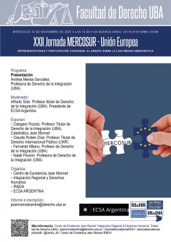 XXII Jornada MERCOSUR - Unión Europea. Representatividad y participación ciudadana: el debate sobre la legitimidad democrática