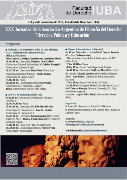 XXX Jornadas de la Asociación Argentina de Filosofía del Derecho - "Derecho, Política y Educación"